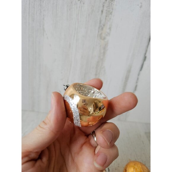 Vintage copper gold indent mini ball Mercury glass glitter ornament unique Xmas - Picture 16 of 16